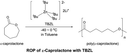 Ring-opening polymerization of ɛ-caprolactone with dilithium tetra-<i>tert</i>-butylzincate under mild conditions