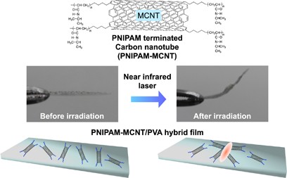 Preparation of poly(<i>N</i>-isopropylacrylamide)-terminated carbon nanotubes and determining their aggregation properties in response to infrared light and heating