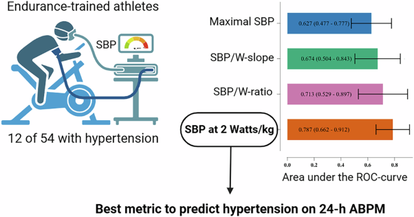 Diagnostic accuracy of different exercise blood pressure metrics in identifying hypertension on 24-h ambulatory blood pressure monitoring in athletes
