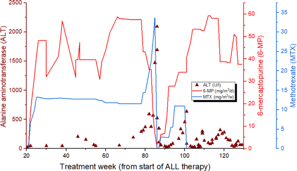 DNA polymerase gamma variants and hepatotoxicity during maintenance therapy of childhood acute lymphoblastic leukemia: is there a causal relationship?