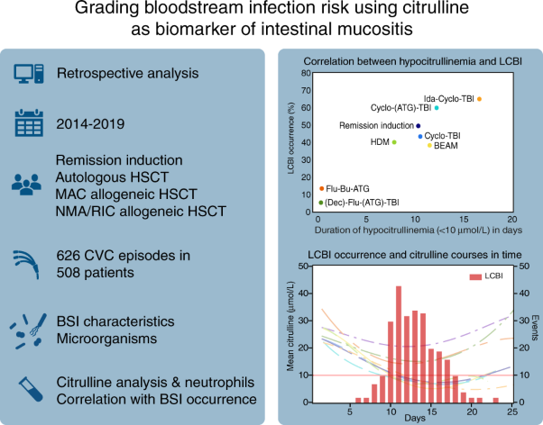 Grading bloodstream infection risk using citrulline as a biomarker of intestinal mucositis in patients receiving intensive therapy
