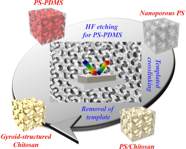 Gyroid-structured nanoporous chitosan from block copolymer template for UVC reflection