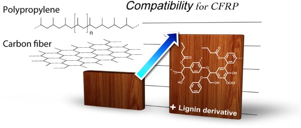 Alkylated alkali lignin for compatibilizing agents of carbon fiber-reinforced plastics with polypropylene