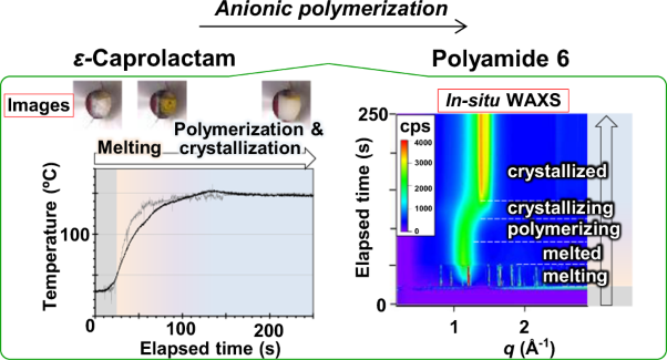Simultaneous study of anionic polymerization of <i>ε-</i>caprolactam and crystallization of polyamide 6 in an isothermal process by in situ WAXS