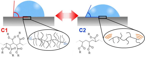 Effects of the high side-chain densities of hydrophobic poly(substituted methylene)s on their surface free energies