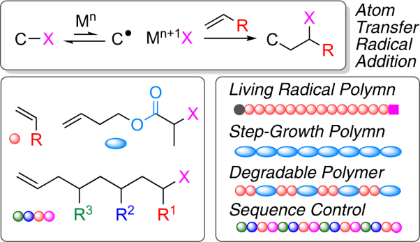 Evolutions of precision radical polymerizations from metal-catalyzed radical addition: living polymerization, step-growth polymerization, and monomer sequence control
