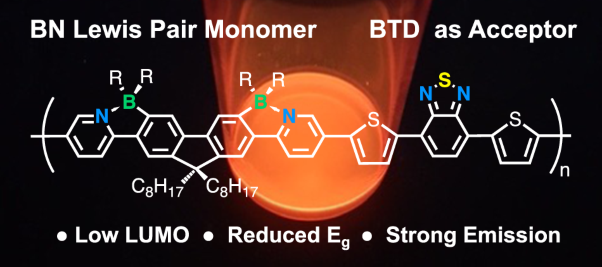 B-N Lewis pair-fused dipyridylfluorene copolymers incorporating electron-deficient benzothiadiazole comonomers