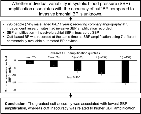 Accuracy of cuff blood pressure and systolic blood pressure amplification