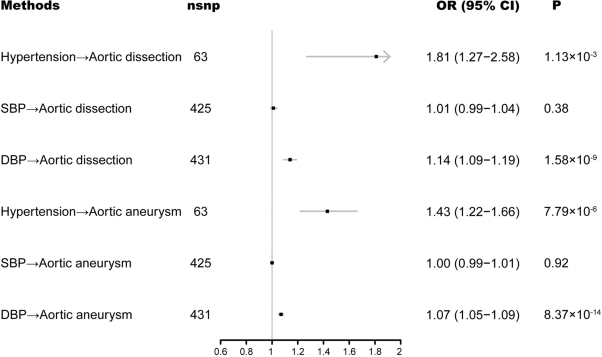 Causal effect of hypertension and blood pressure on aortic diseases: evidence from Mendelian randomization