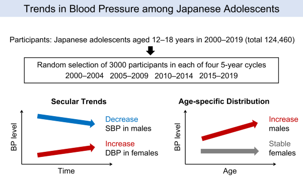 Secular trends and age-specific distribution of blood pressure in Japanese adolescents aged 12–18 years in 2000–2019