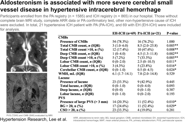 Aldosteronism is associated with more severe&#xa0;cerebral small vessel disease in hypertensive intracerebral hemorrhage