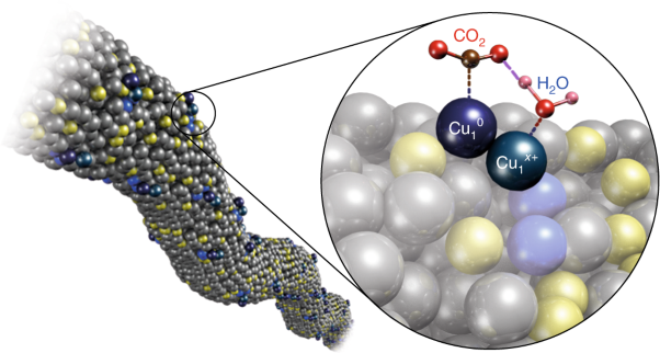 Copper atom-pair catalyst anchored on alloy nanowires for selective and efficient electrochemical reduction of CO<sub>2</sub>