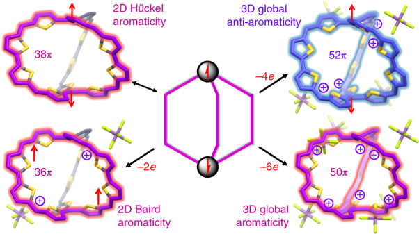 3D global aromaticity in a fully conjugated diradicaloid cage at different oxidation states