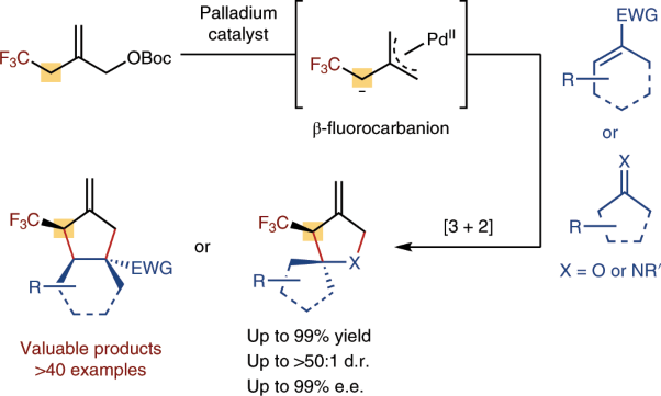 Use of α-trifluoromethyl carbanions for palladium-catalysed asymmetric cycloadditions