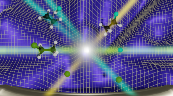 Atomistic dynamics of elimination and nucleophilic substitution disentangled for the F<sup>−</sup> + CH<sub>3</sub>CH<sub>2</sub>Cl reaction