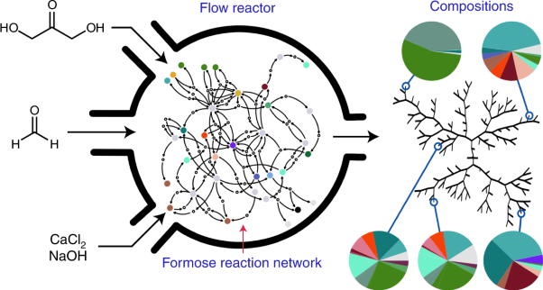 Environmental conditions drive self-organization of reaction pathways in a prebiotic reaction network