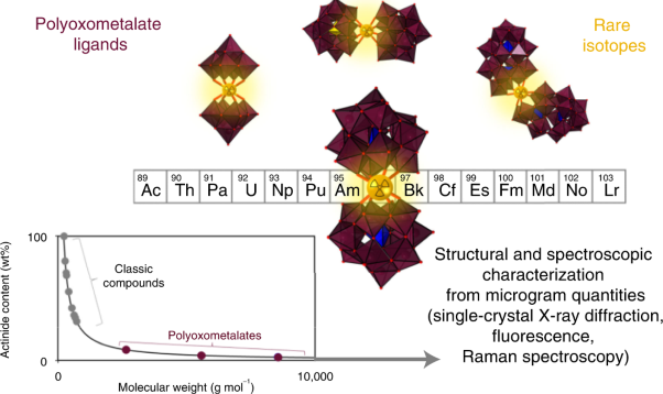 Polyoxometalates as ligands to synthesize, isolate and characterize compounds of rare isotopes on the microgram scale