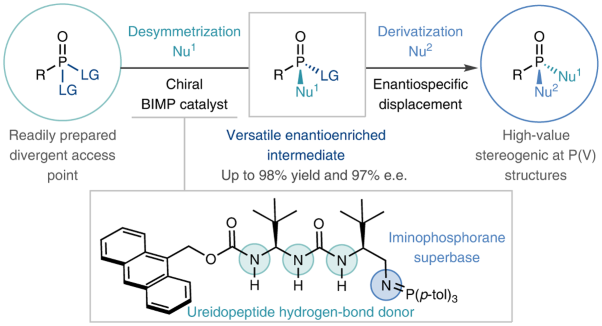 Catalytic enantioselective nucleophilic desymmetrization of phosphonate esters