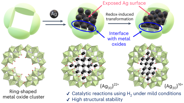 Surface-exposed silver nanoclusters inside molecular metal oxide cavities