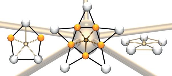 Planar pentacoordinate carbons