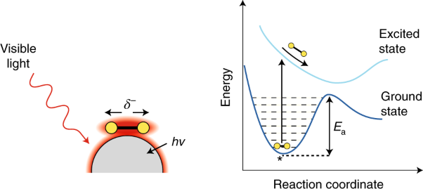 Catalytic conversion of solar to chemical energy on plasmonic metal nanostructures