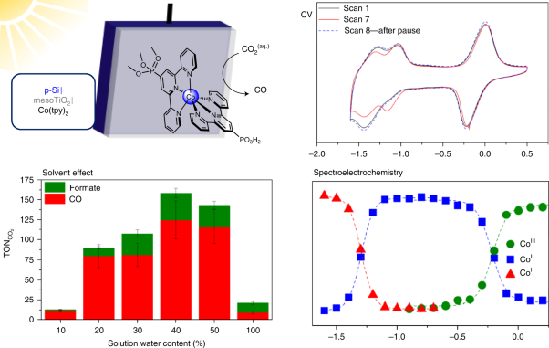 Solar-driven reduction of aqueous CO<sub>2</sub> with a cobalt bis(terpyridine)-based photocathode