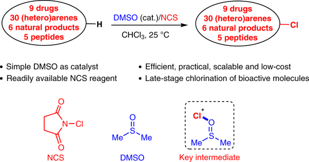DMSO-catalysed late-stage chlorination of (hetero)arenes