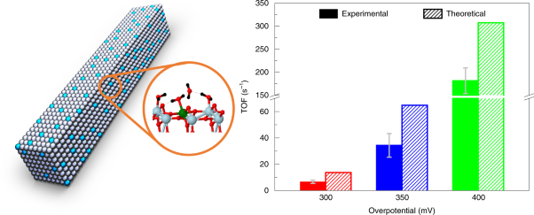 Oxygen evolution reaction over catalytic single-site Co in a well-defined brookite TiO<sub>2</sub> nanorod surface