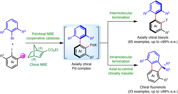 Construction of axial chirality via palladium/chiral norbornene cooperative catalysis