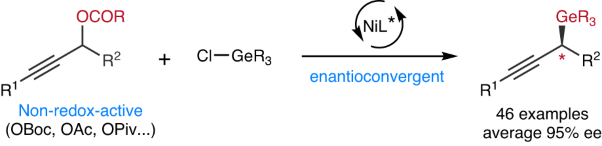 Enantioconvergent and regioselective reductive coupling of propargylic esters with chlorogermanes by nickel catalysis