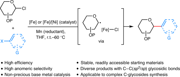 Iron-catalysed reductive cross-coupling of glycosyl radicals for the stereoselective synthesis of C-glycosides
