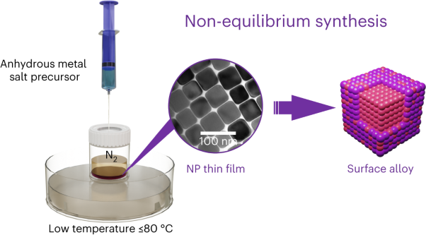 Low-temperature non-equilibrium synthesis of anisotropic multimetallic nanosurface alloys for electrochemical CO<sub>2</sub> reduction