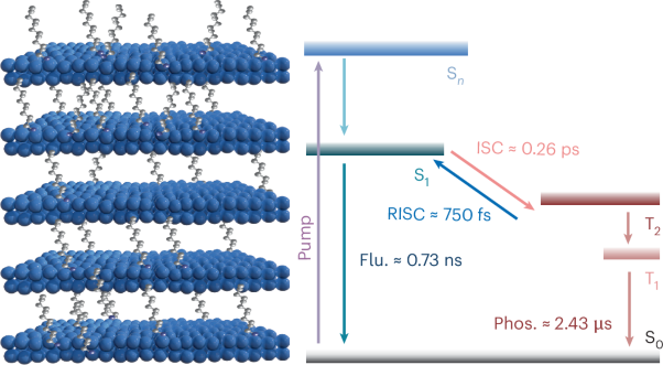 Layered hybrid superlattices with a regulated intersystem crossing process