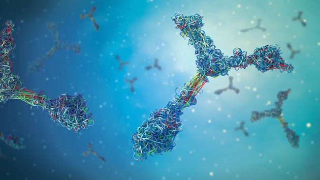 3D illustration of multicoloured antibodies 