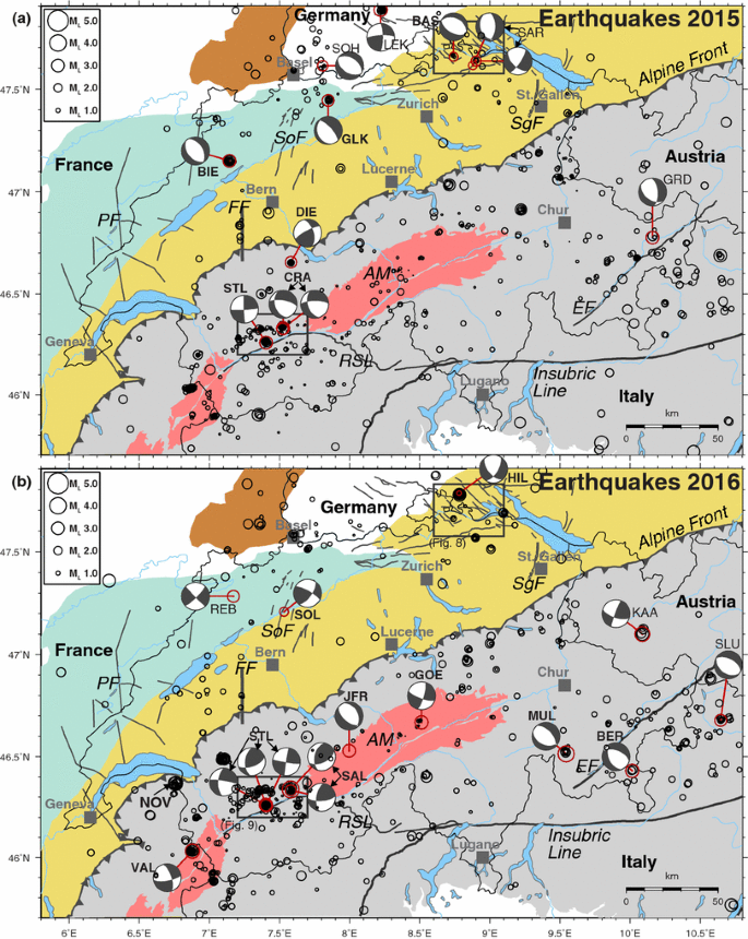 Earthquakes in Switzerland and surrounding regions during 2015 and 2016 |  Swiss Journal of Geosciences | Full Text