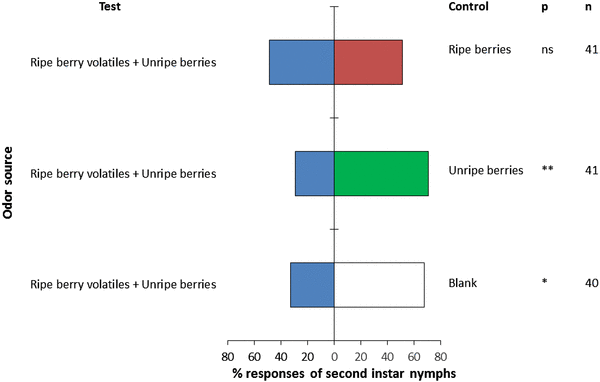 Ripe coffee berry volatiles repel second instar nymphs of Antestia bugs  (Heteroptera: Pentatomidae: Antestiopsis thunbergii) | SpringerLink