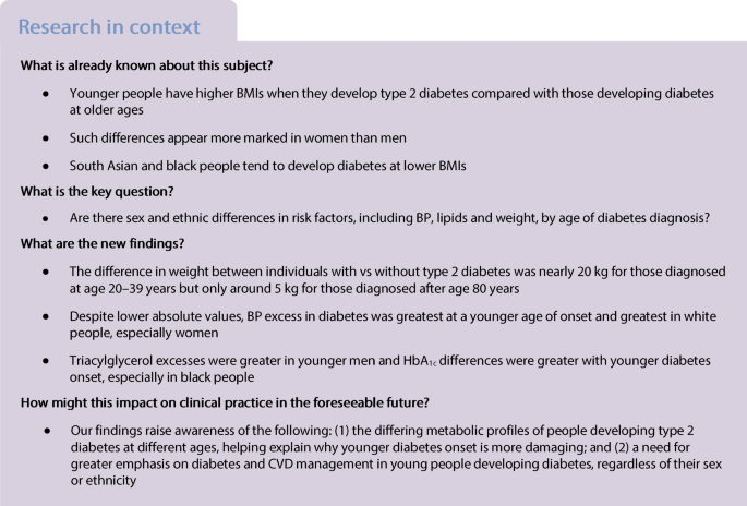 Age Sex And Ethnicity Related Differences In Body Weight Blood Pressure Hba1c And Lipid Levels At The Diagnosis Of Type 2 Diabetes Relative To People Without Diabetes Springerlink Age Sex And Ethnicity Related Differences In Body Weight Blood Pressure Hba1c And Lipid Levels At The Diagnosis Of Type 2 Diabetes Relative To People Without Diabetes Springerlink