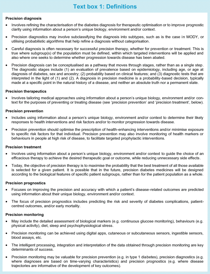 Precision medicine in diabetes: a Consensus Report from the American  Diabetes Association (ADA) and the European Association for the Study of  Diabetes (EASD) | SpringerLink