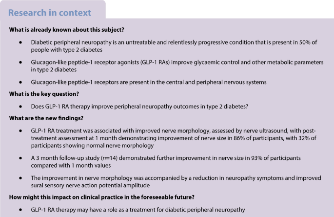 glp-1 neuropathy Glucagon-like peptide-1 receptor agonists reverse nerve morphological  abnormalities in diabetic peripheral neuropathy | Diabetologia