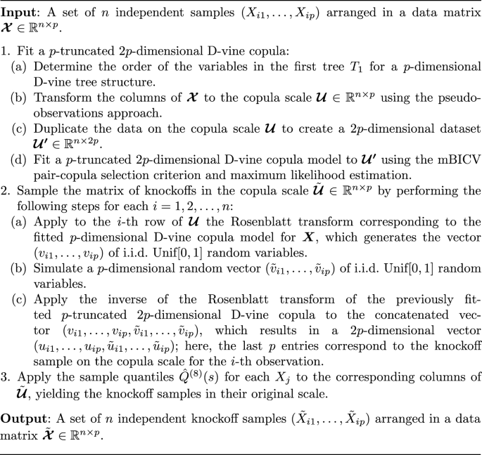 Derandomized Truncated D-vine Copula Knockoffs with e-values to control ...