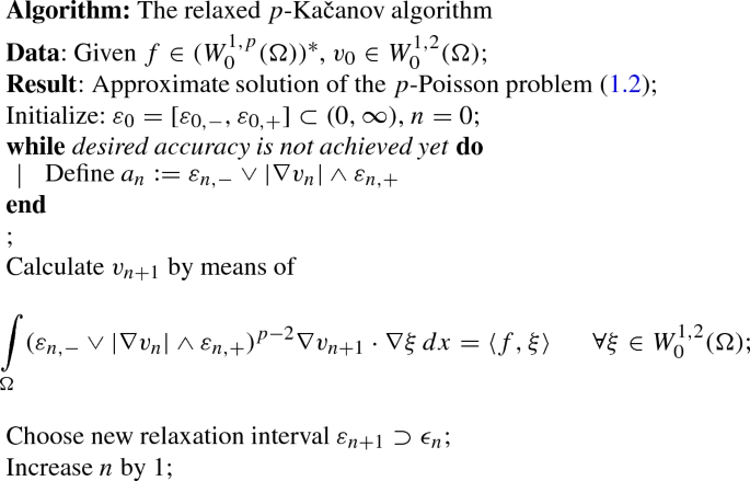 A Relaxed Kacanov Iteration For The P Poisson Problem Springerlink