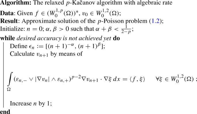 A Relaxed Kacanov Iteration For The P Poisson Problem Springerlink