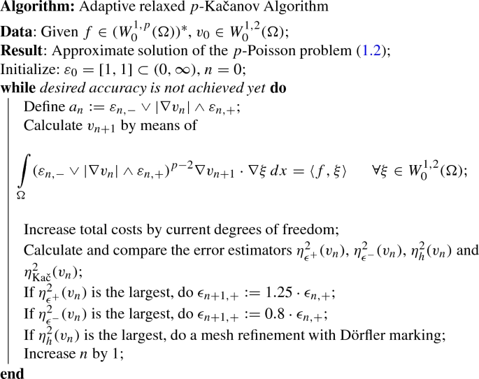 A Relaxed Kacanov Iteration For The P Poisson Problem Springerlink