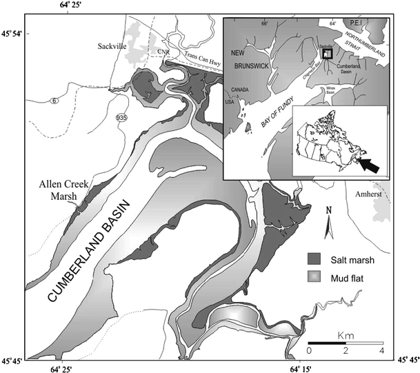 Location of the study area. A) The Fundy Basin and location of the