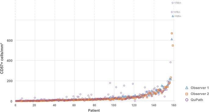 Macrophage cell counts (cells per mm2) in biopsy and tumour resection