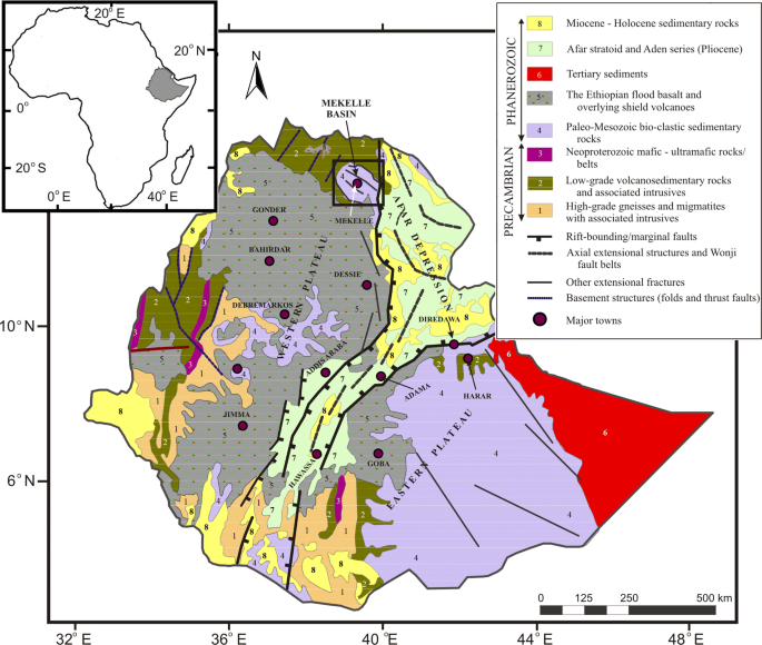 Geological Map Of Ethiopia Tectonic Link Between The Neoproterozoic Dextral Shear Fabrics And Cenozoic  Extension Structures Of The Mekelle Basin, Northern Ethiopia | Springerlink