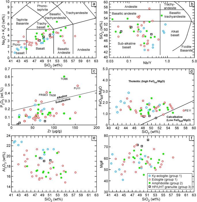 Whole-rock chemical analyses of metamafic and associated evolved