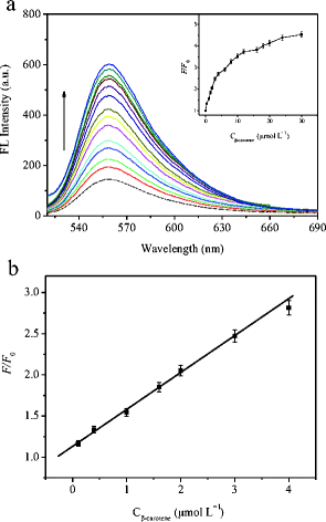 Turn On Fluorometric B Carotene Assay Based On Competitive Host Guest Interaction Between Rhodamine 6g And B Carotene With A Graphene Oxide Functionalized With A B Cyclodextrin Modified Polyethyleneimine Springerlink