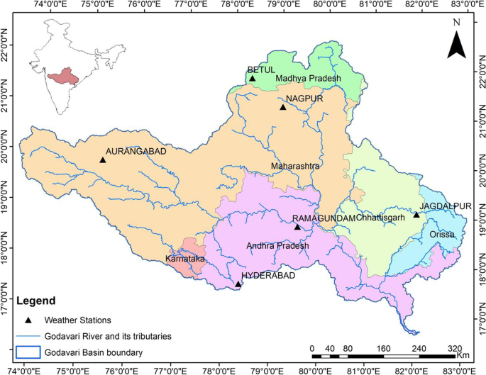 Godavari River Map Maharashtra Pan Evaporative Changes In Transboundary Godavari River Basin, India |  Springerlink