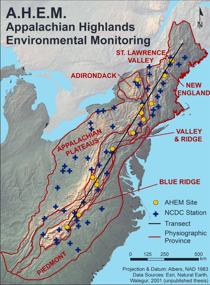 Air and soil temperatures in the Appalachian Highlands, Eastern USA